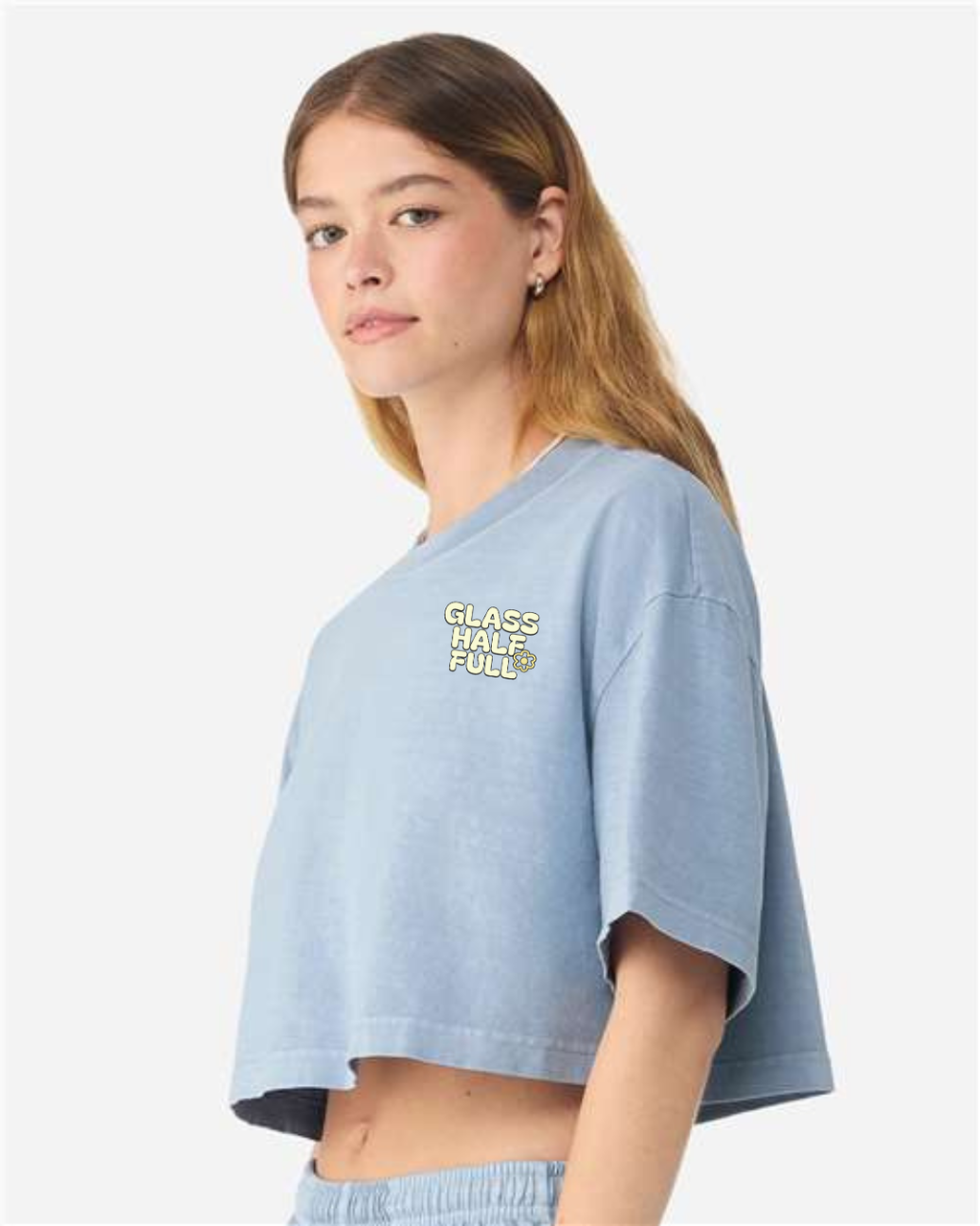 GLASS HALF FULL Unisex Cropped T Shirt