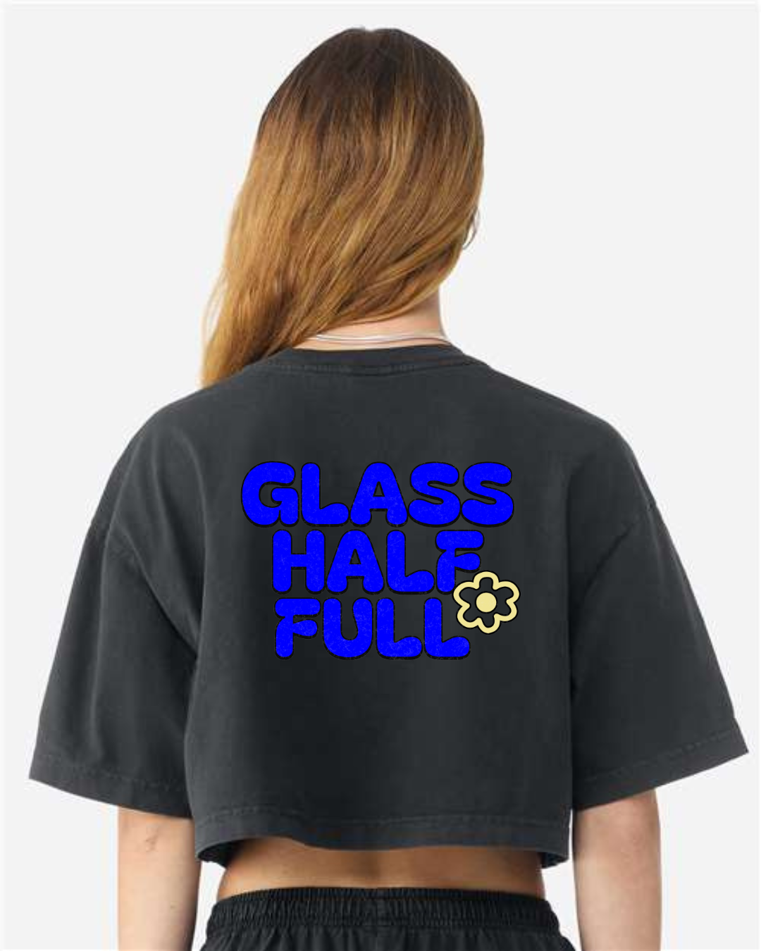 GLASS HALF FULL Unisex Cropped T Shirt