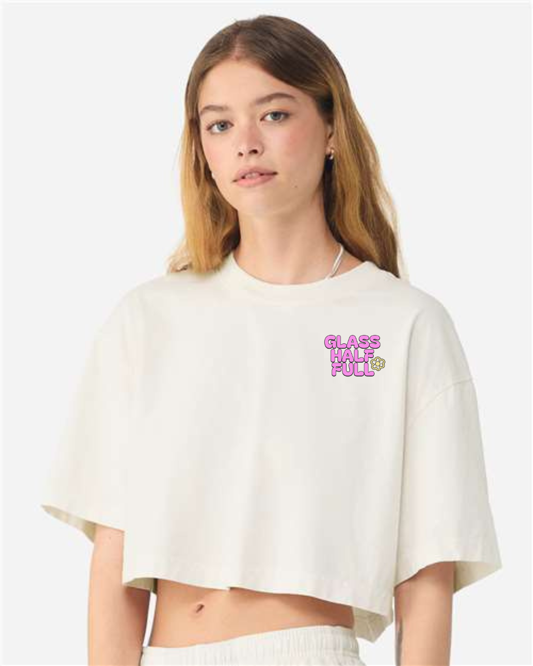 GLASS HALF FULL Unisex Cropped T Shirt