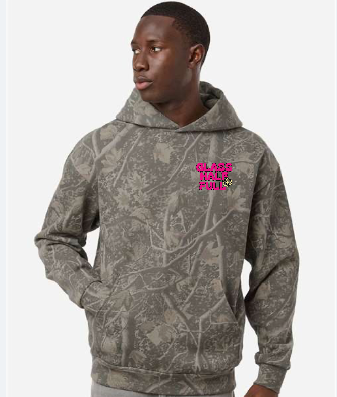 GLASS HALF FULL Unisex Camo Hoodie