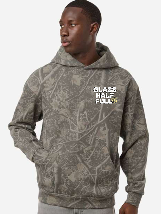 GLASS HALF FULL Unisex Camo Hoodie