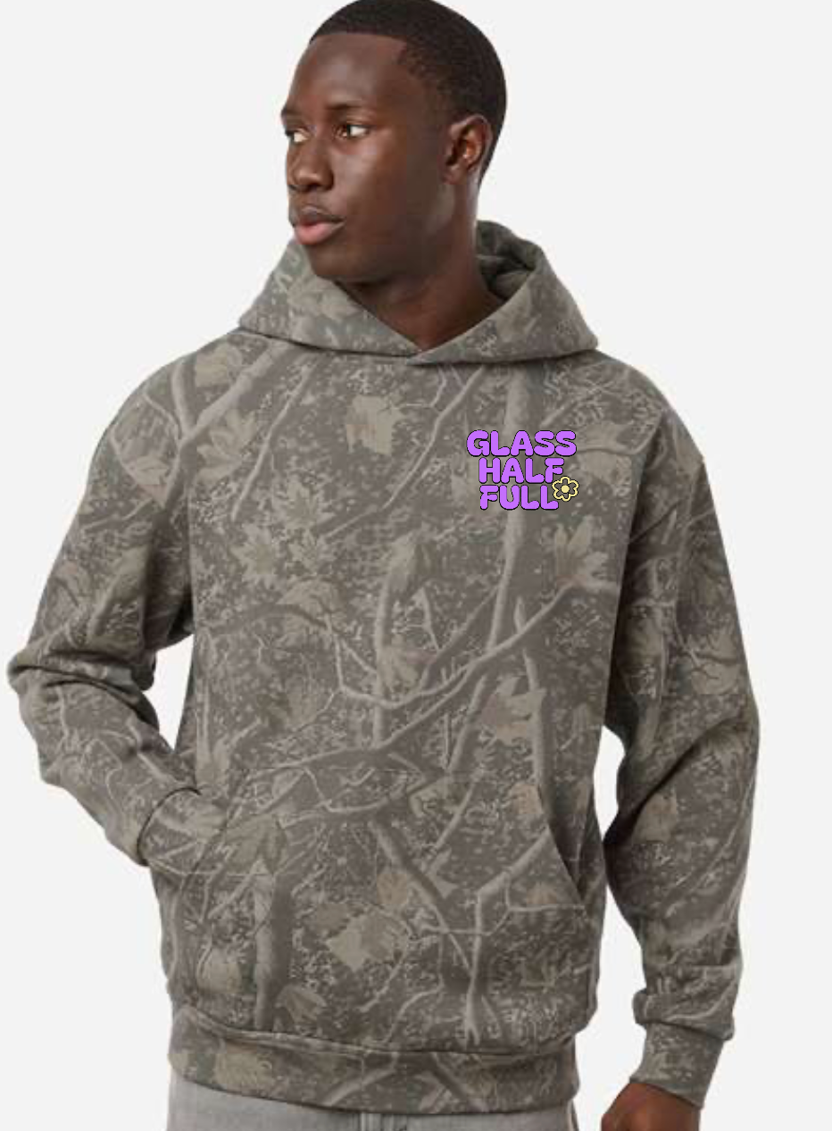 GLASS HALF FULL Unisex Camo Hoodie